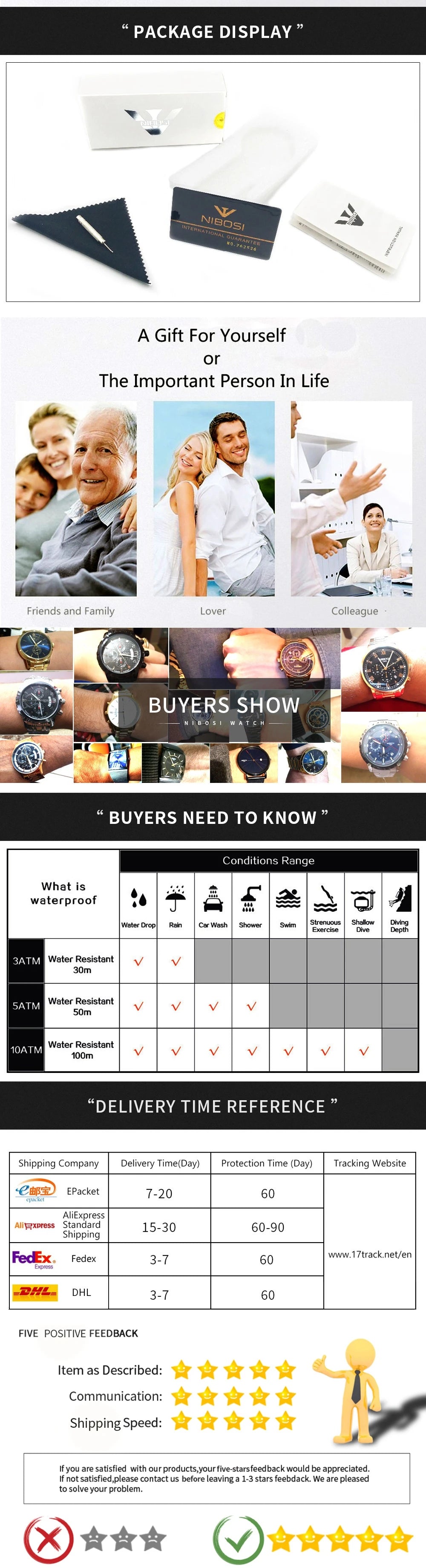 NIBOSI Designer Watches